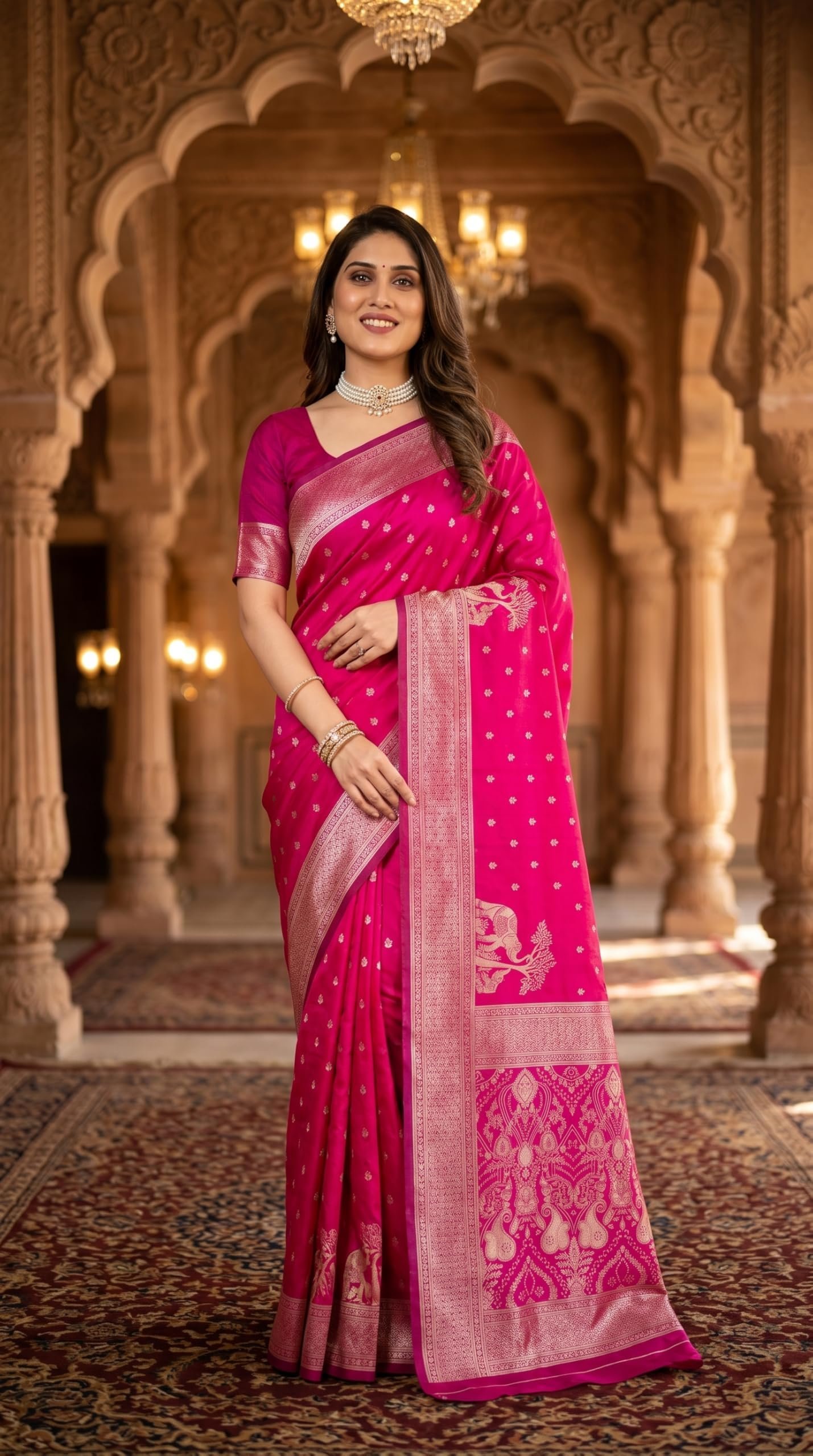 Women's Pure Kanjivaram Silk Sarees Latest Banarasi Saree For Woman Soft Sari Party Design Wear Pattu Cotton With Blouse Piece Wedding Sadi Ladies 2026 collection (Bansi RaniPink)