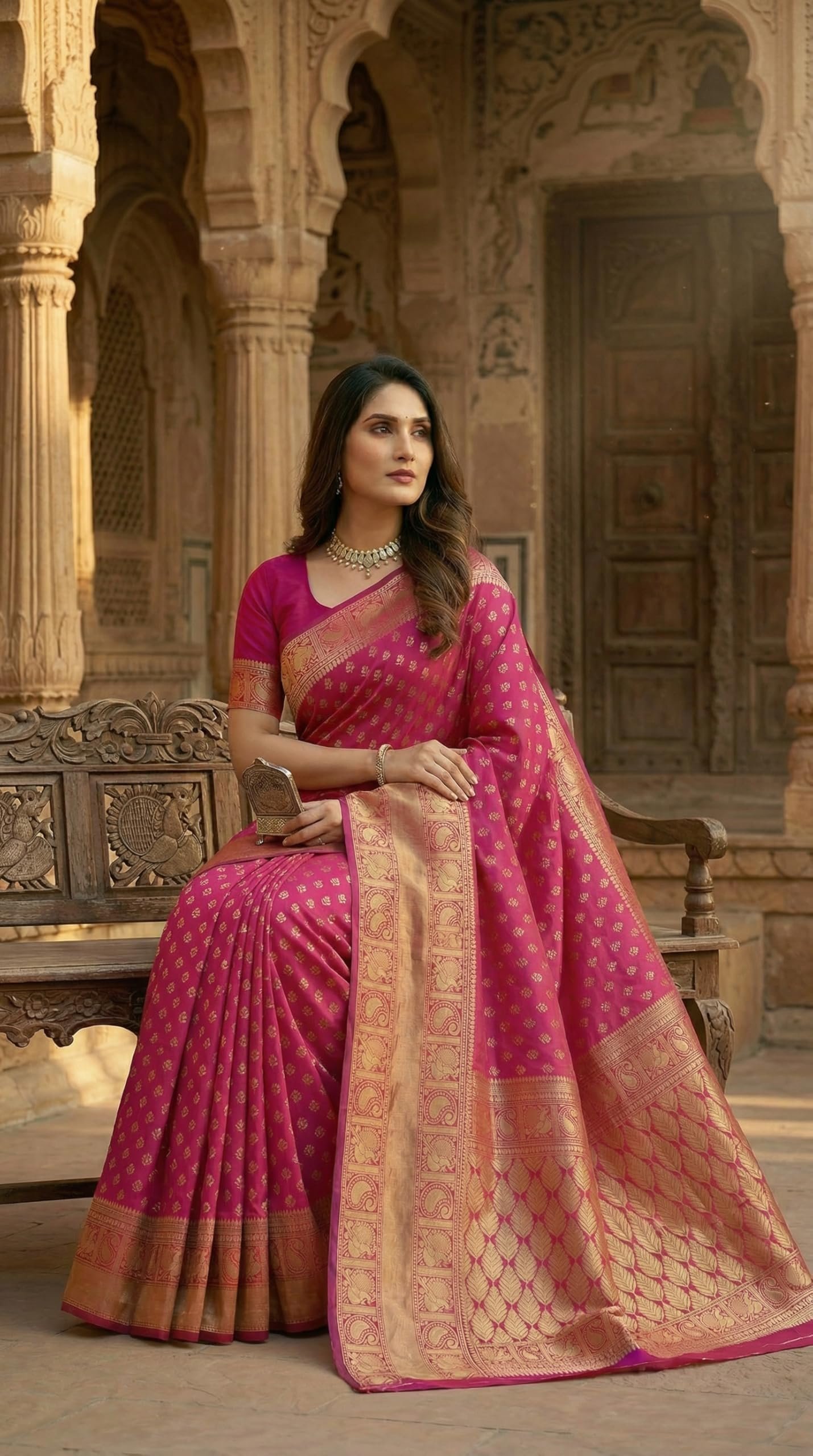 Women's Pure Kanjivaram Silk Sarees Latest Banarasi Saree For Woman Soft Sari Party Design Wear Pattu Cotton With Blouse Piece Wedding Sadi Ladies 2026 collection (Priya Rani Pink)
