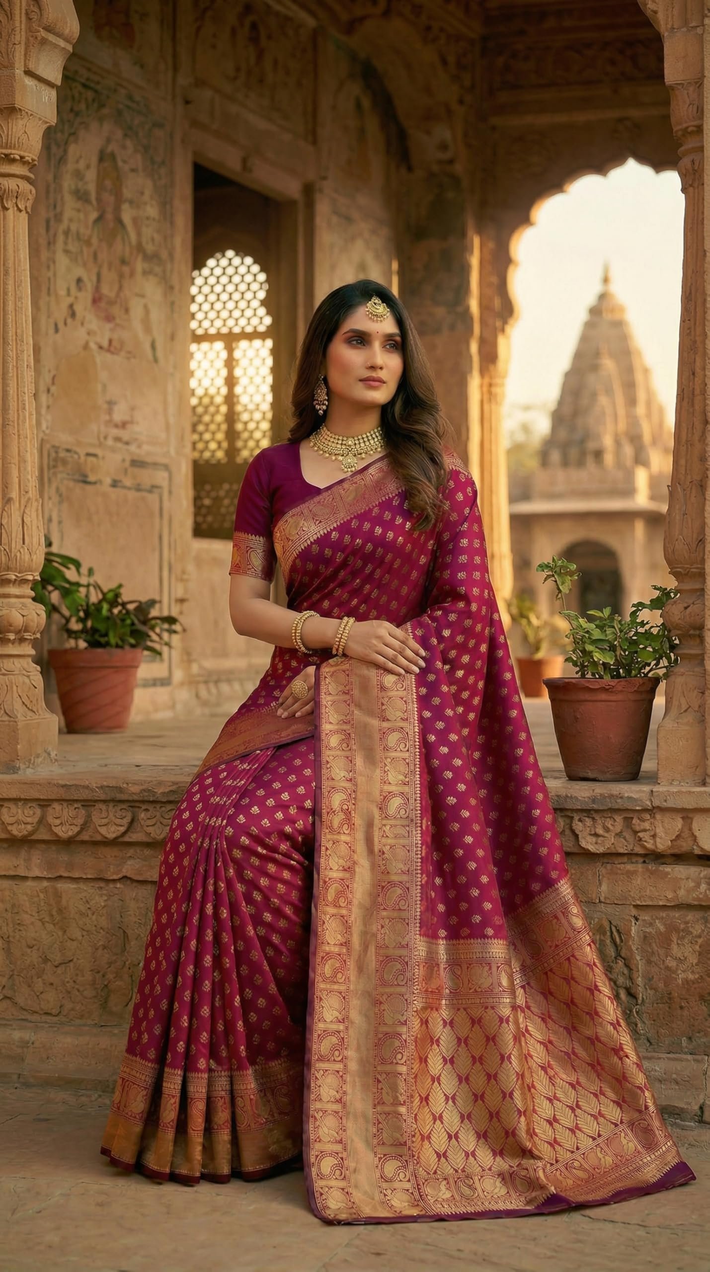 Women's Pure Kanjivaram Silk Sarees Latest Banarasi Saree For Woman Soft Sari Party Design Wear Pattu Cotton With Blouse Piece Wedding Sadi Ladies 2026 collection (Priya Magenta)
