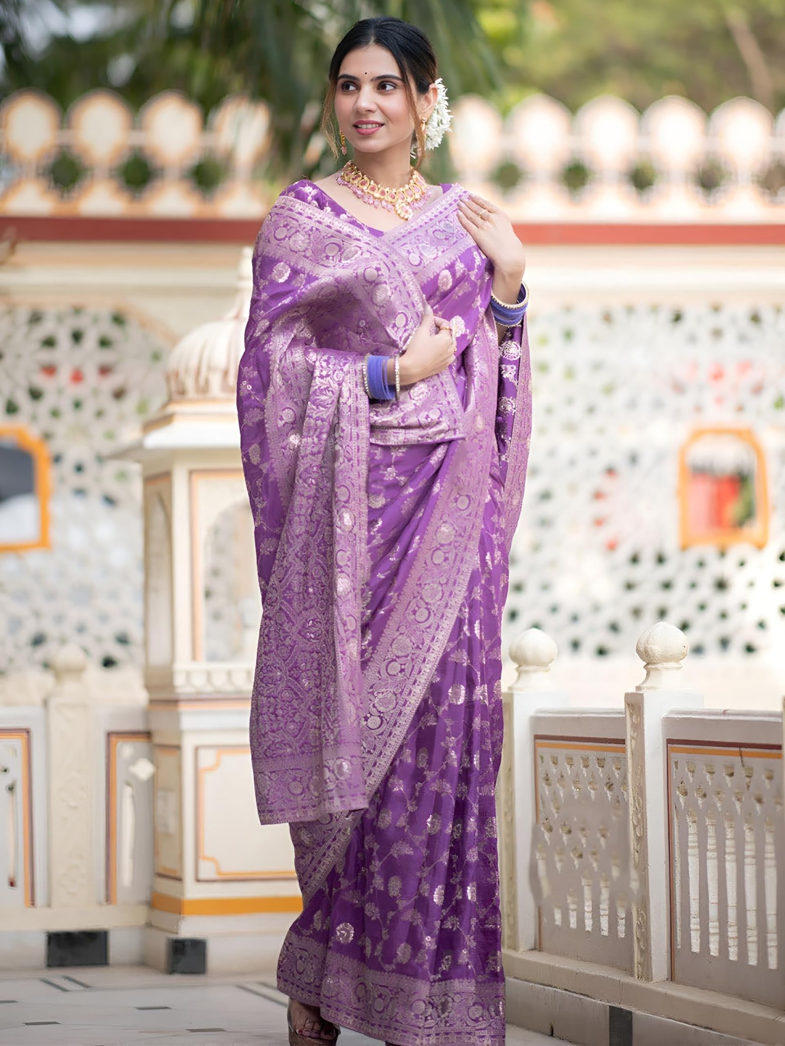 Women's Pure Kanjivaram Silk Saree Soft Banarasi Style Wedding With Blouse Piece | Saree For Women | New Sari_AZ-YS-OG1-SHAYANI LIGHT PURPLE