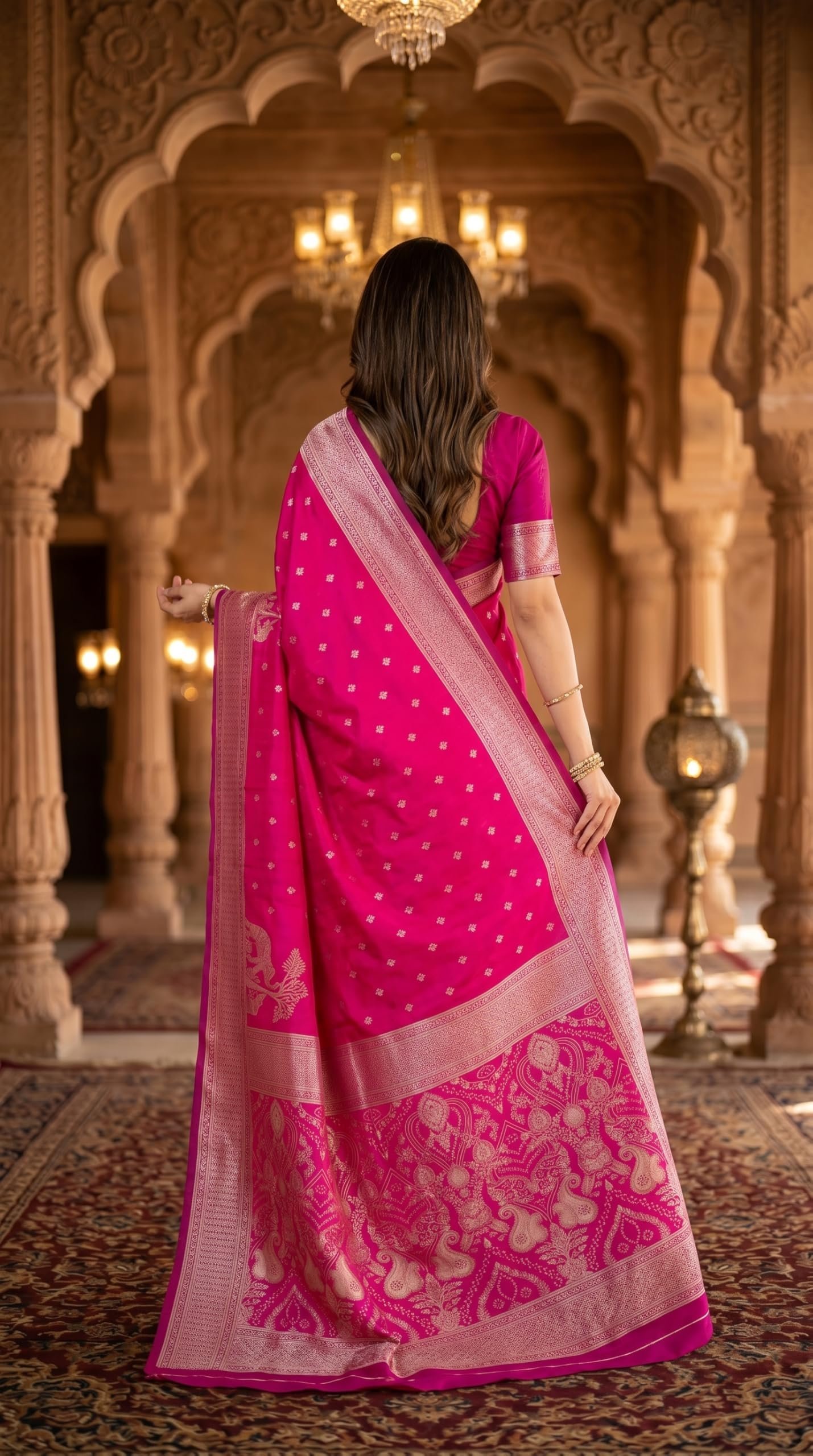 Women's Pure Kanjivaram Silk Sarees Latest Banarasi Saree For Woman Soft Sari Party Design Wear Pattu Cotton With Blouse Piece Wedding Sadi Ladies 2026 collection (Bansi RaniPink)