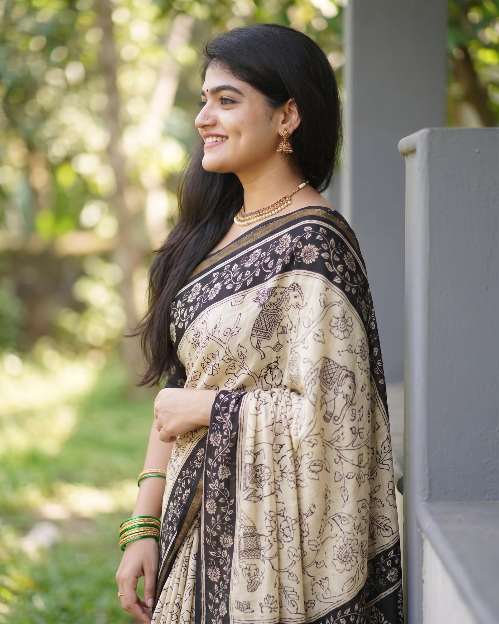 Woven Kanjivaram Printed Malmal Cotton Jari Border Saree (Available in 12 colours/designs) (Black | 4061)