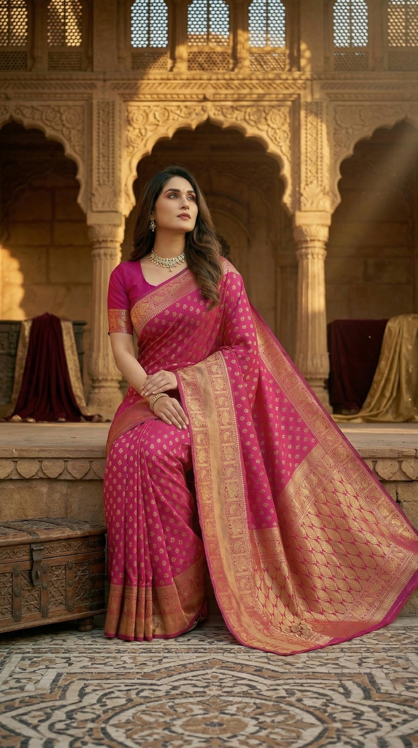 Women's Pure Kanjivaram Silk Sarees Latest Banarasi Saree For Woman Soft Sari Party Design Wear Pattu Cotton With Blouse Piece Wedding Sadi Ladies 2026 collection (Priya Rani Pink)
