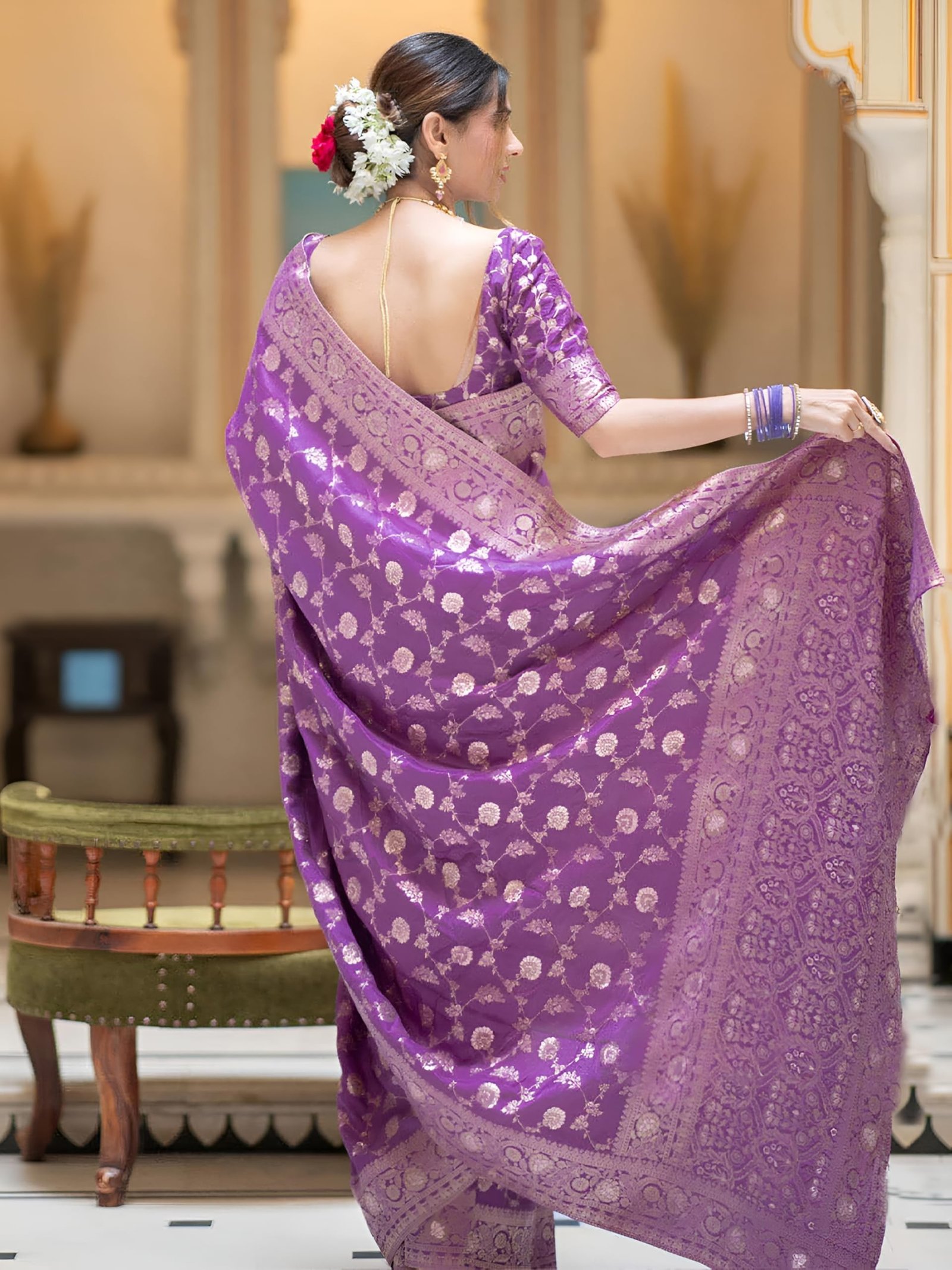 Women's Pure Kanjivaram Silk Saree Soft Banarasi Style Wedding With Blouse Piece | Saree For Women | New Sari_AZ-YS-OG1-SHAYANI LIGHT PURPLE